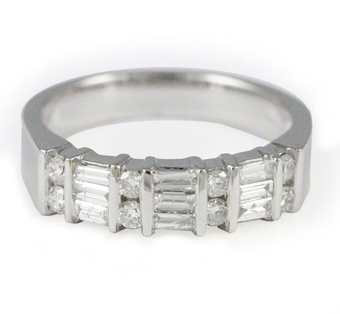14k White Gold Diamond Art Band