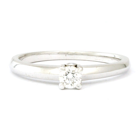 BIRKS White Gold Solitaire Diamond and Sapphire Ring