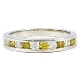14k White Gold Yellow and White Diamond Anniversary Band, (0.50 tdw)