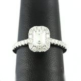 14k White Gold Emerald Cut Diamond Halo Engagement Ring