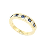 14k Yellow Gold Diamond and Sapphire Anniversary Band