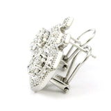 14k White Gold Octagonal Shaped Diamond Earrings with Omega Back