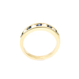 14k Yellow Gold Diamond and Sapphire Anniversary Band