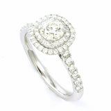 14k White Gold Halo Diamond Ring