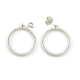 14k White Gold Diamond Circle Drop Earrings