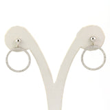 14k White Gold Diamond Circle Drop Earrings