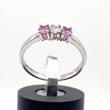 14k White Gold Pink Sapphire and Diamond Ring, Size 6.5