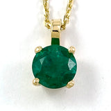 14k Yellow Gold Emerald Pendant and Chain Necklace