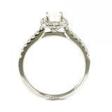 14k White Gold Emerald Cut Diamond Halo Engagement Ring
