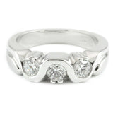 14k White Gold 3-Stone Cubic Ring
