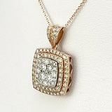 Vintage 14k White and Rose Gold 86-Diamond Square Style Pendant