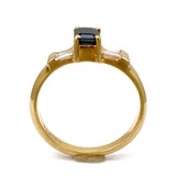 14k Yellow Gold Dark Sapphire / Diamond Ring